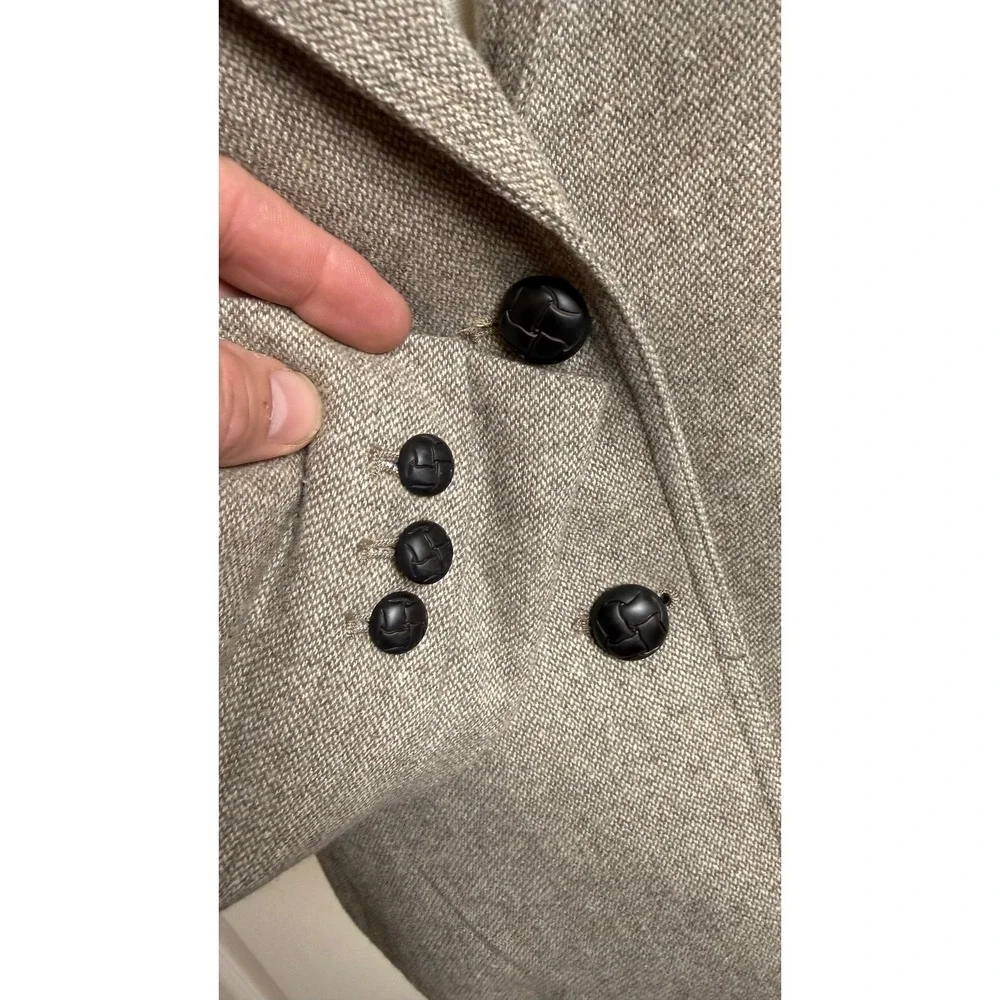 Banana Republic Womens 12 Tan Herringbone‎ Wool Blend Two Button Blazer Jacket
